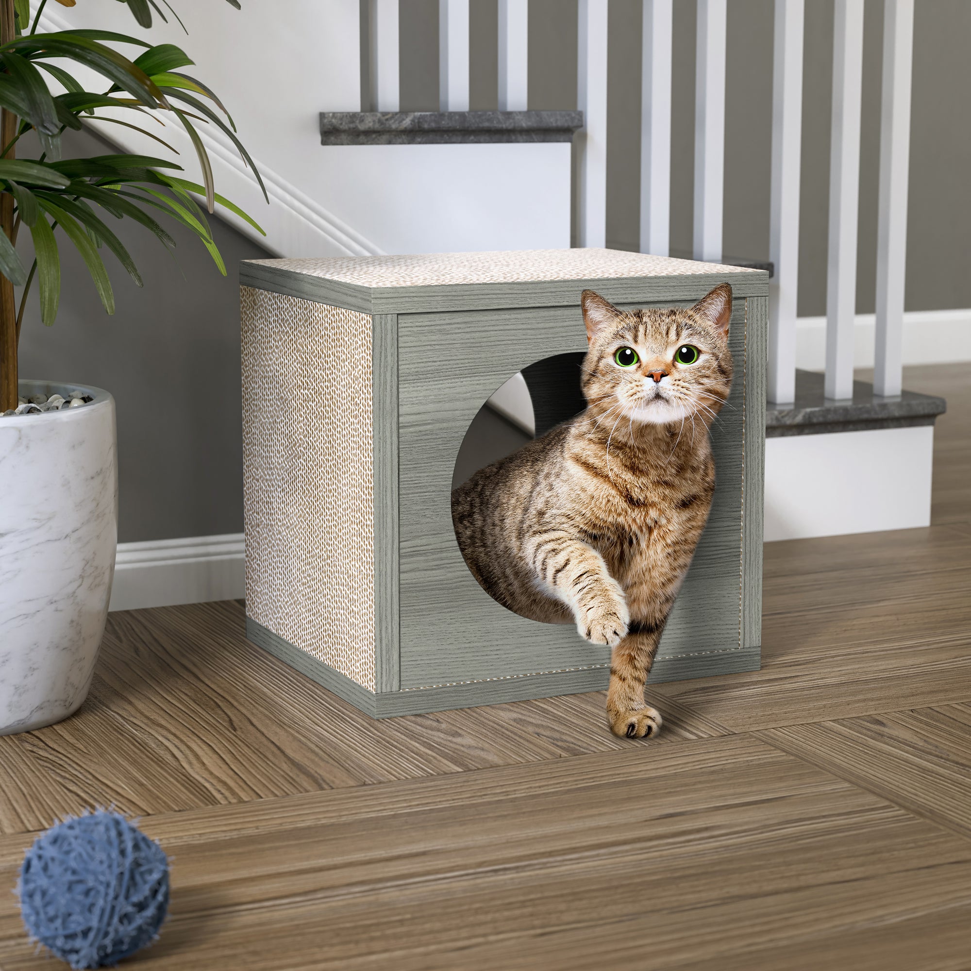 Katsquare Cube Scratching Post, London Grey (New Color)